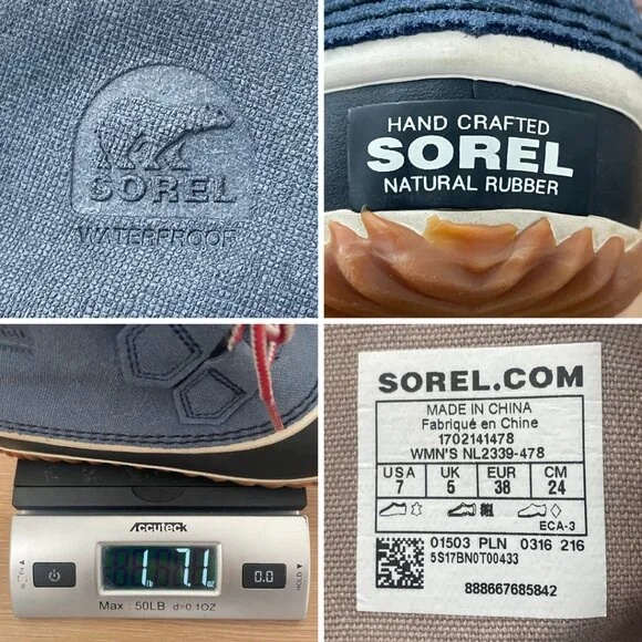 Sorel Boots Women 7 Shoes Out ‘N About Duck Waterproof Navy Blue Dark Mountain - Picture 13 of 13